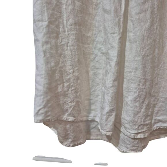 Thread & Supply Off White Linen/Rayon Short Cuffed Sleeve V-Neck Top EUC - Picture 6 of 8